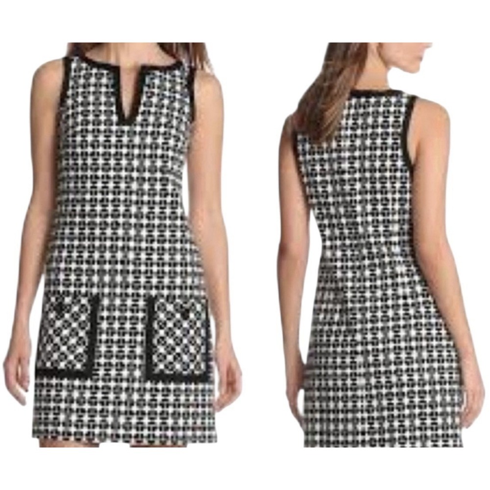 Trina Turk Dress Women's Size 6 Black White Sleeveless Cocktail Career Office